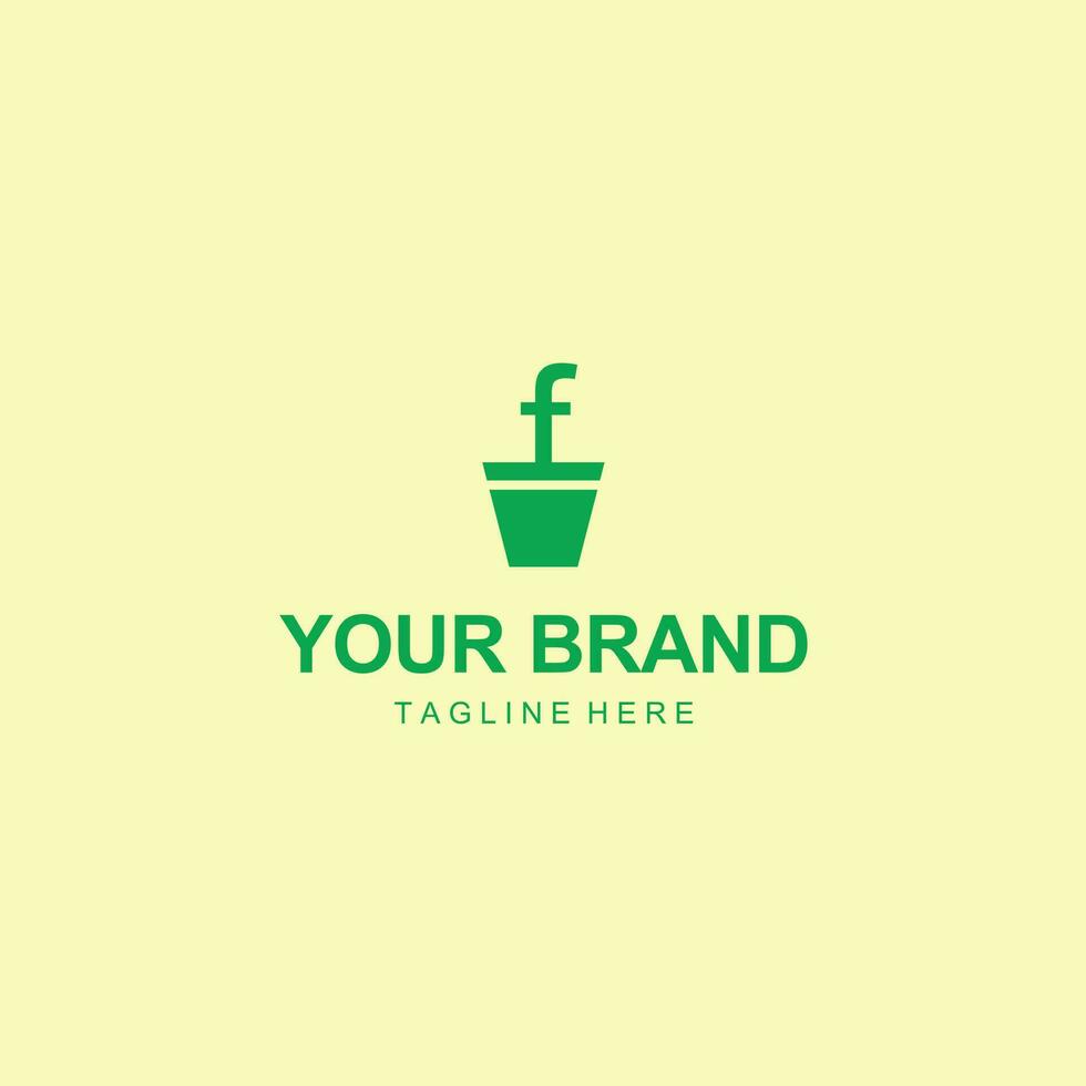 fabriek pot logo met brief f in groen kleur vector