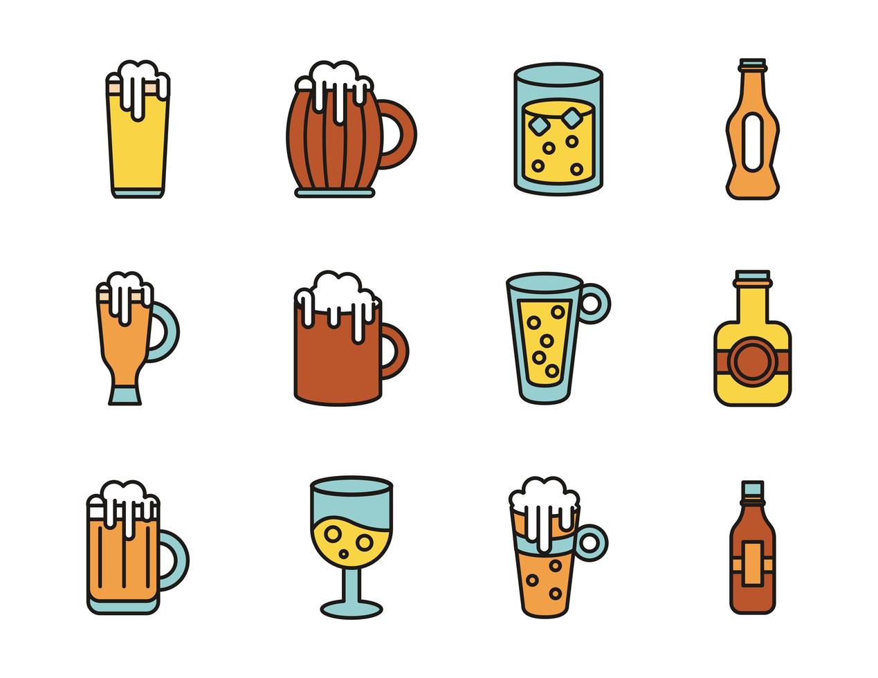 bundel bier internationale dag pictogrammen vector