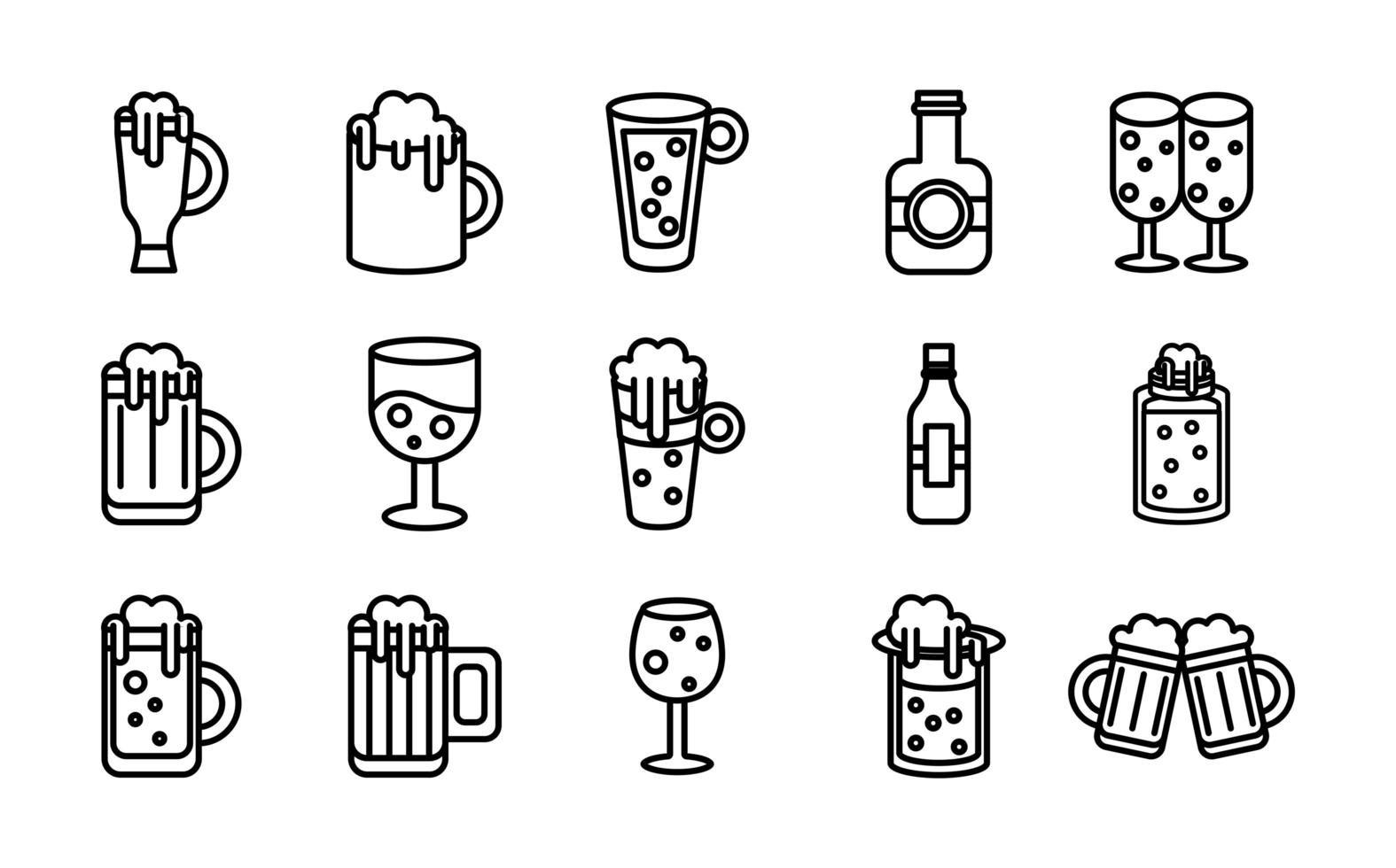 bundel bier internationale dag pictogrammen vector