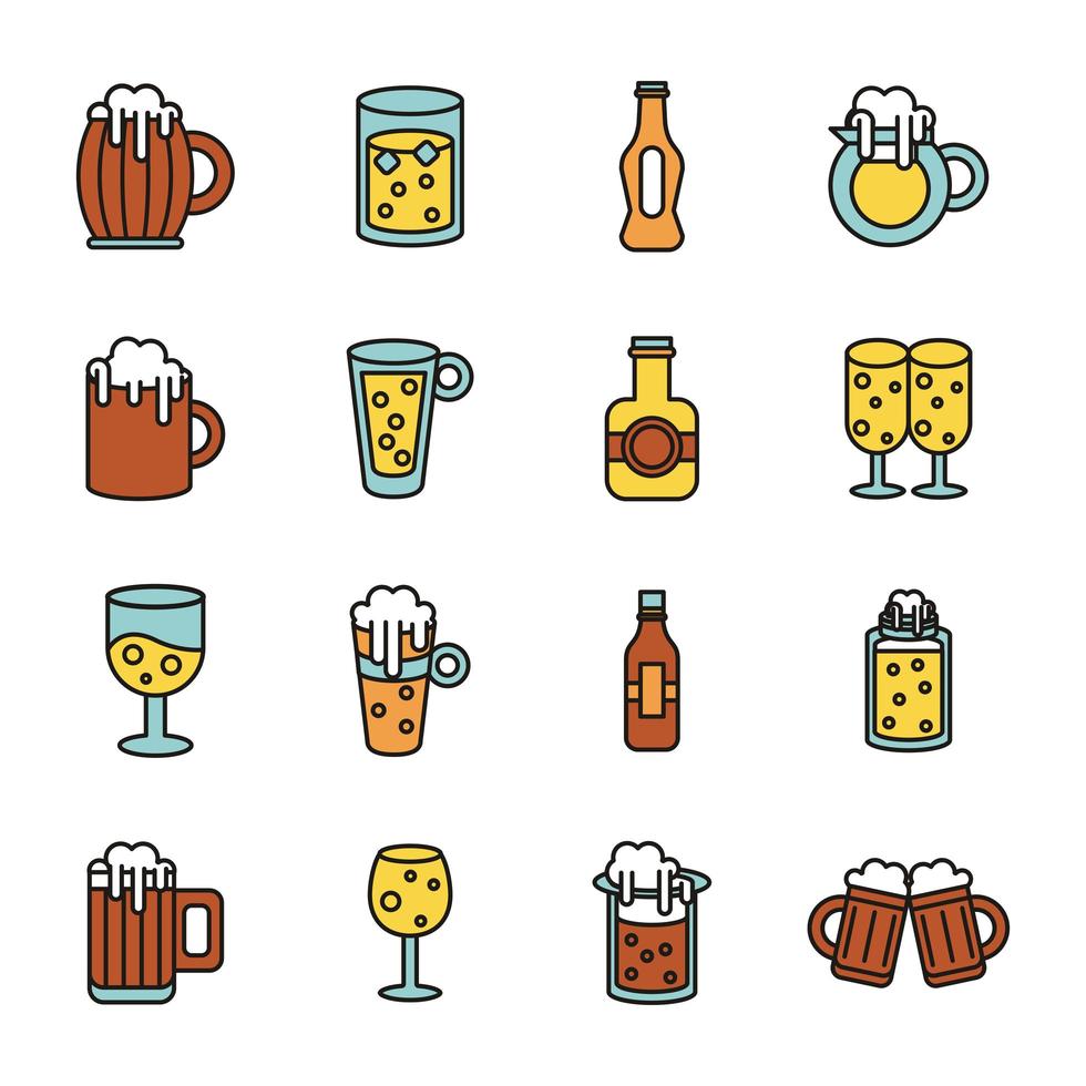 bundel bier internationale dag pictogrammen vector