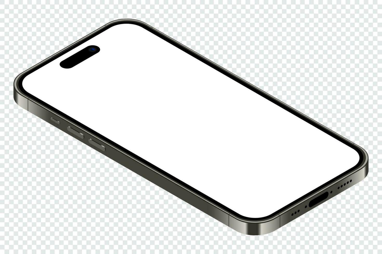 realistisch smartphone model. isometrische smartphone. 3d mobiel telefoon met blanco scherm. vector illustratie