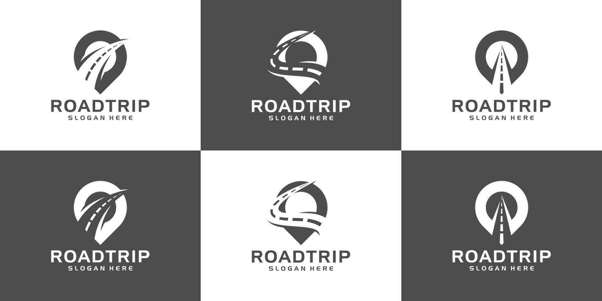 verzameling van weg kaart logo ontwerp sjabloon. straat logo met plaats punt grafisch ontwerp vector illustratie. symbool, icoon, creatief.