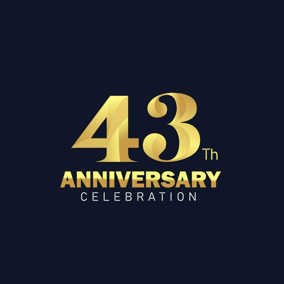 43e verjaardag logo ontwerp, gouden verjaardag logo. 43e verjaardag sjabloon, 43e verjaardag viering vector