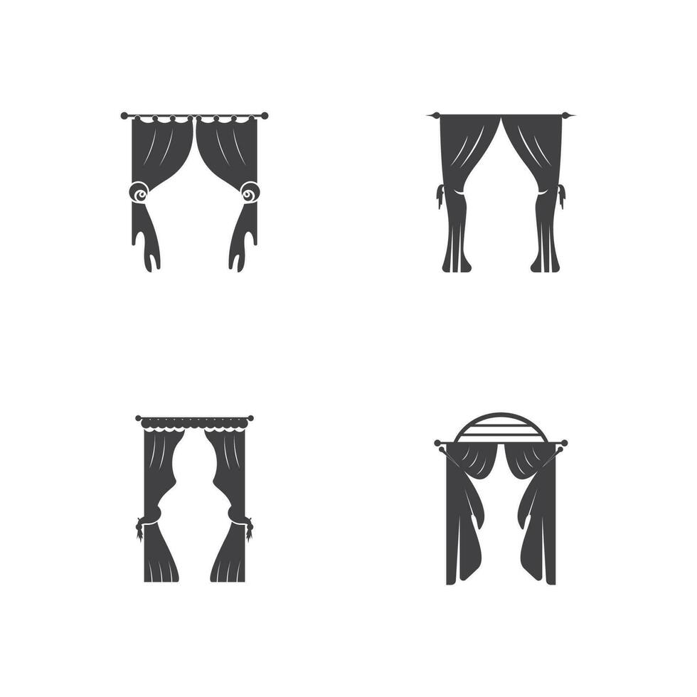 gordijn venster kamer gordijnen meubilair logo vector sjabloon illustratie