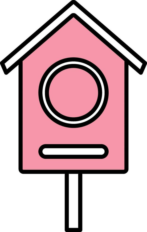 vogel huis icoon in roze en wit kleur. vector