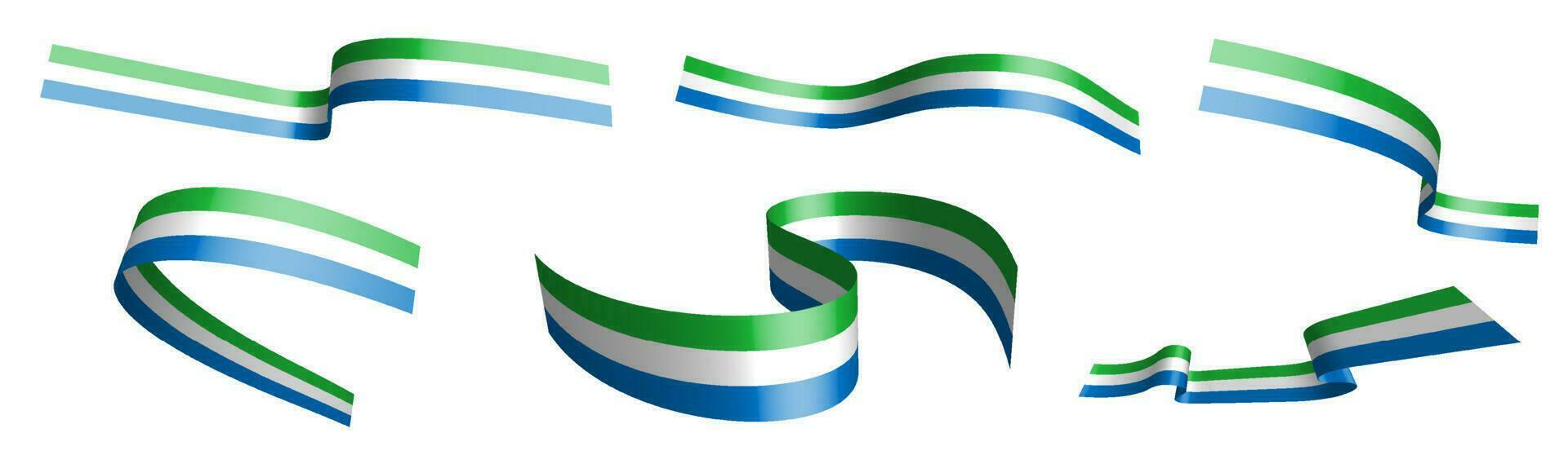 reeks van vakantie linten. vlag van republiek van Sierra Leone golvend in wind. scheiding in lager en bovenste lagen. ontwerp element. vector Aan wit achtergrond