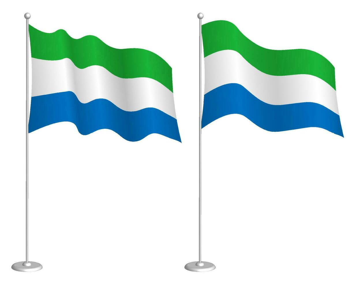 vlag van republiek van Sierra Leone Aan vlaggenmast golvend in wind. vakantie ontwerp element. controlepost voor kaart symbolen. geïsoleerd vector Aan wit achtergrond