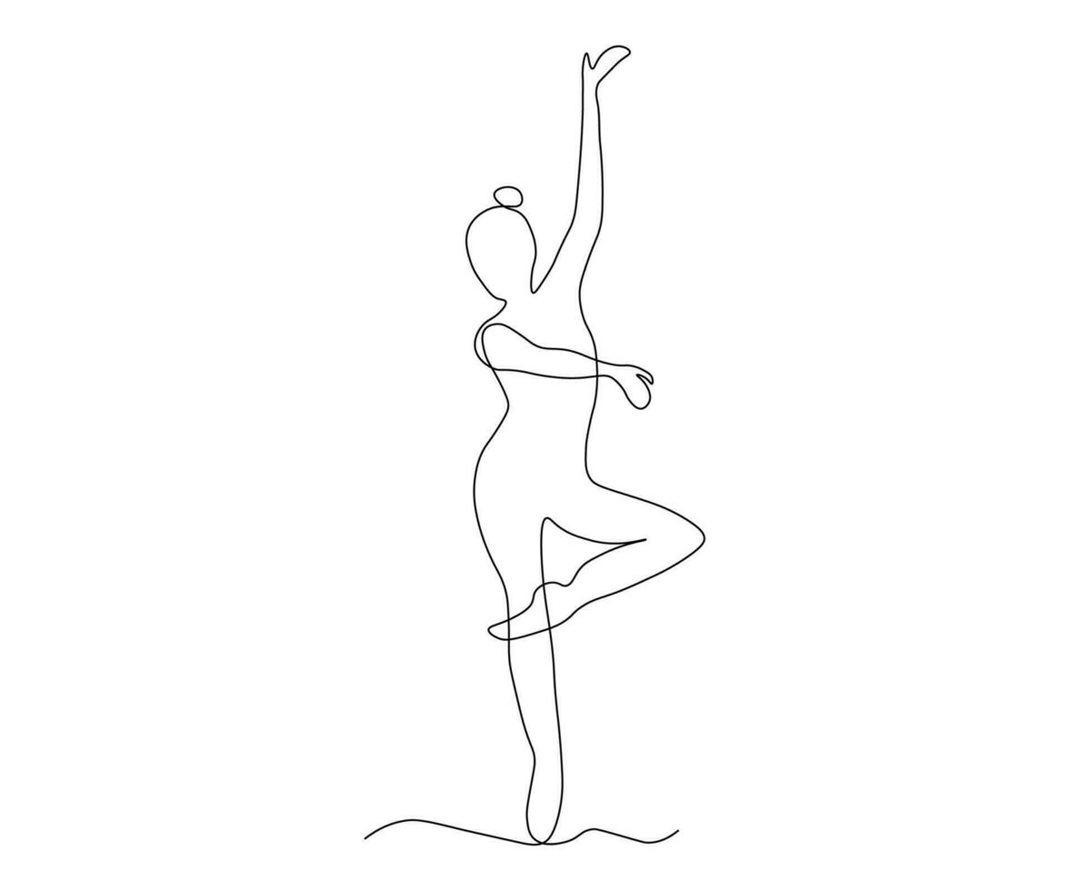 abstract houding van ballet, balletdanseres, danser doorlopend een lijn tekening vector