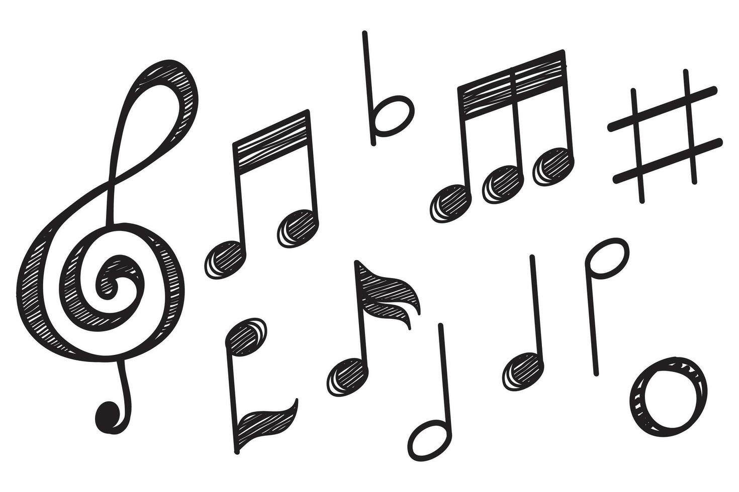 musical Notitie ontwerp element in tekening stijl vector
