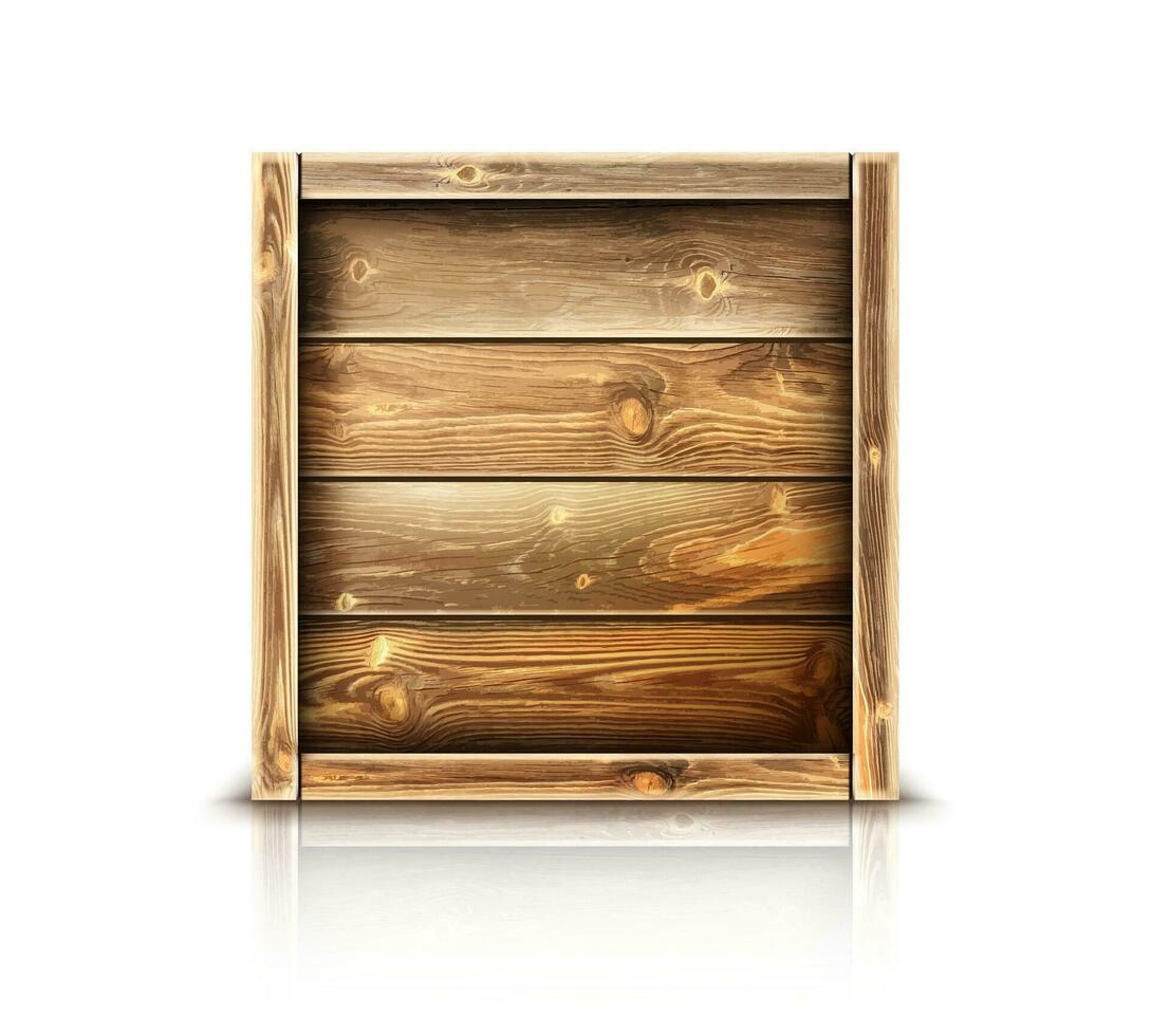 houten doos, realistisch Gesloten hout krat voor lading vector