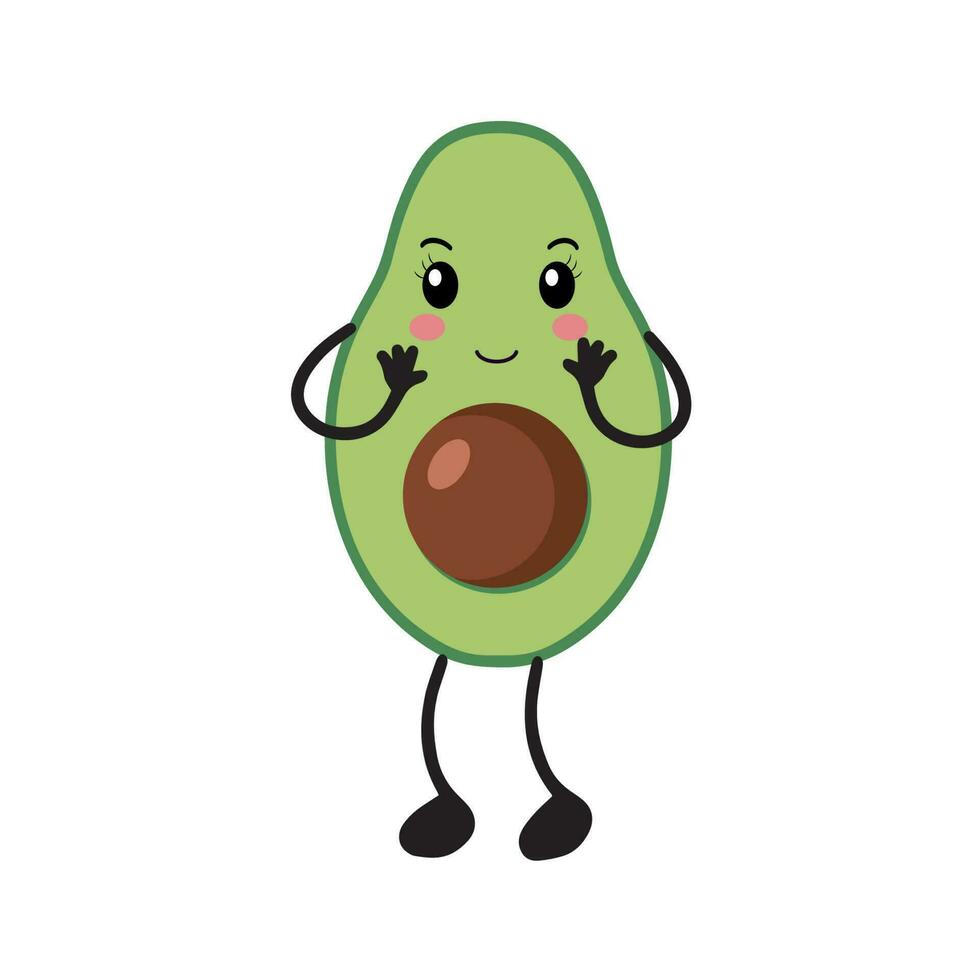 vector avocado icoon in kawaii stijl. avocado fruit in een vlak ontwerp.