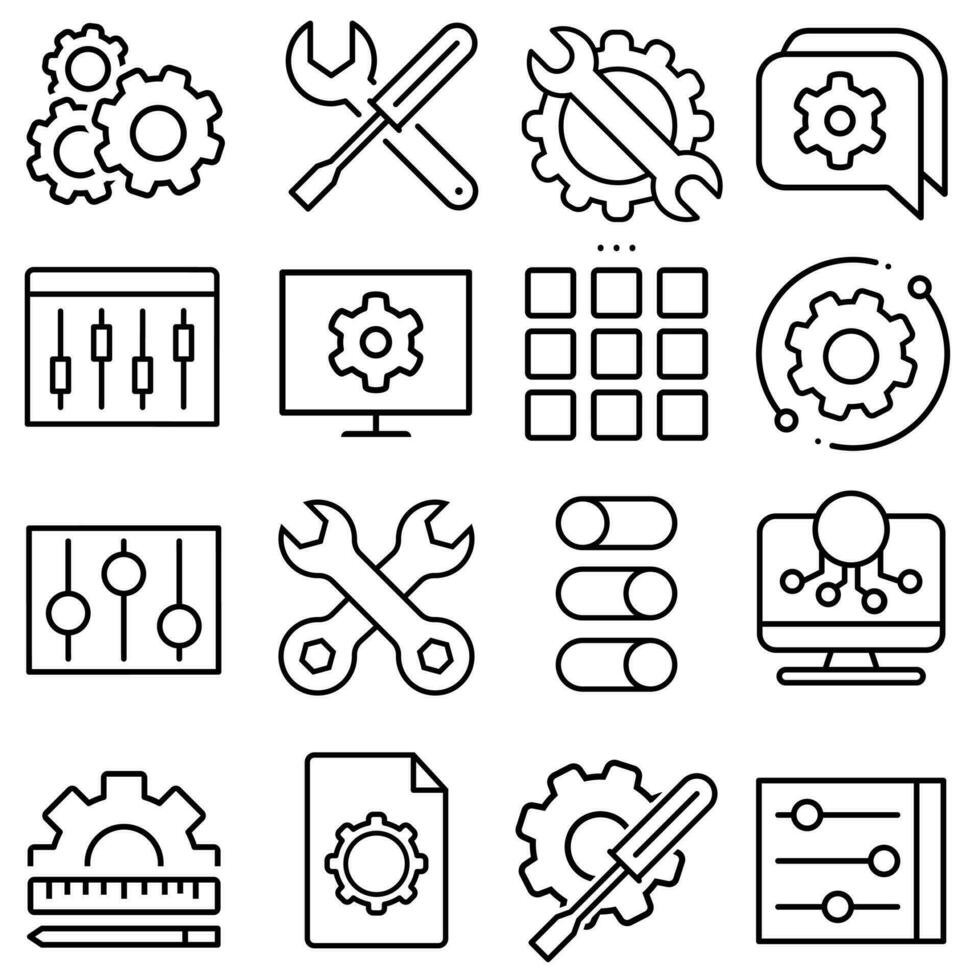 opstelling icoon vector set. instellingen illustratie teken verzameling. menu symbool. opties logo.