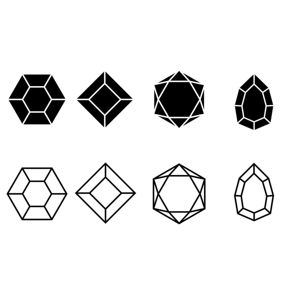 saffier kostbaar juwelen icoon vector set. meetkundig edelstenen diamanten illustratie teken verzameling. edelsteen symbool.