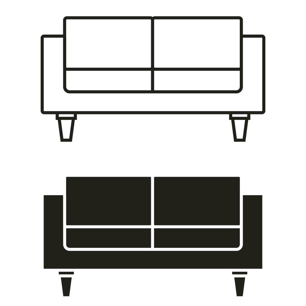 meubilair zwart pictogrammen vector set. fauteuil illustratie teken verzameling. sofa symbool of logo.