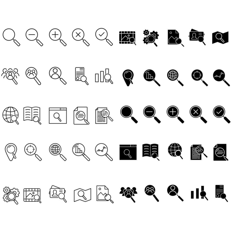 zoeken icoon vector set. toenemen illustratie teken verzameling. vergrootglas symbool of logo.
