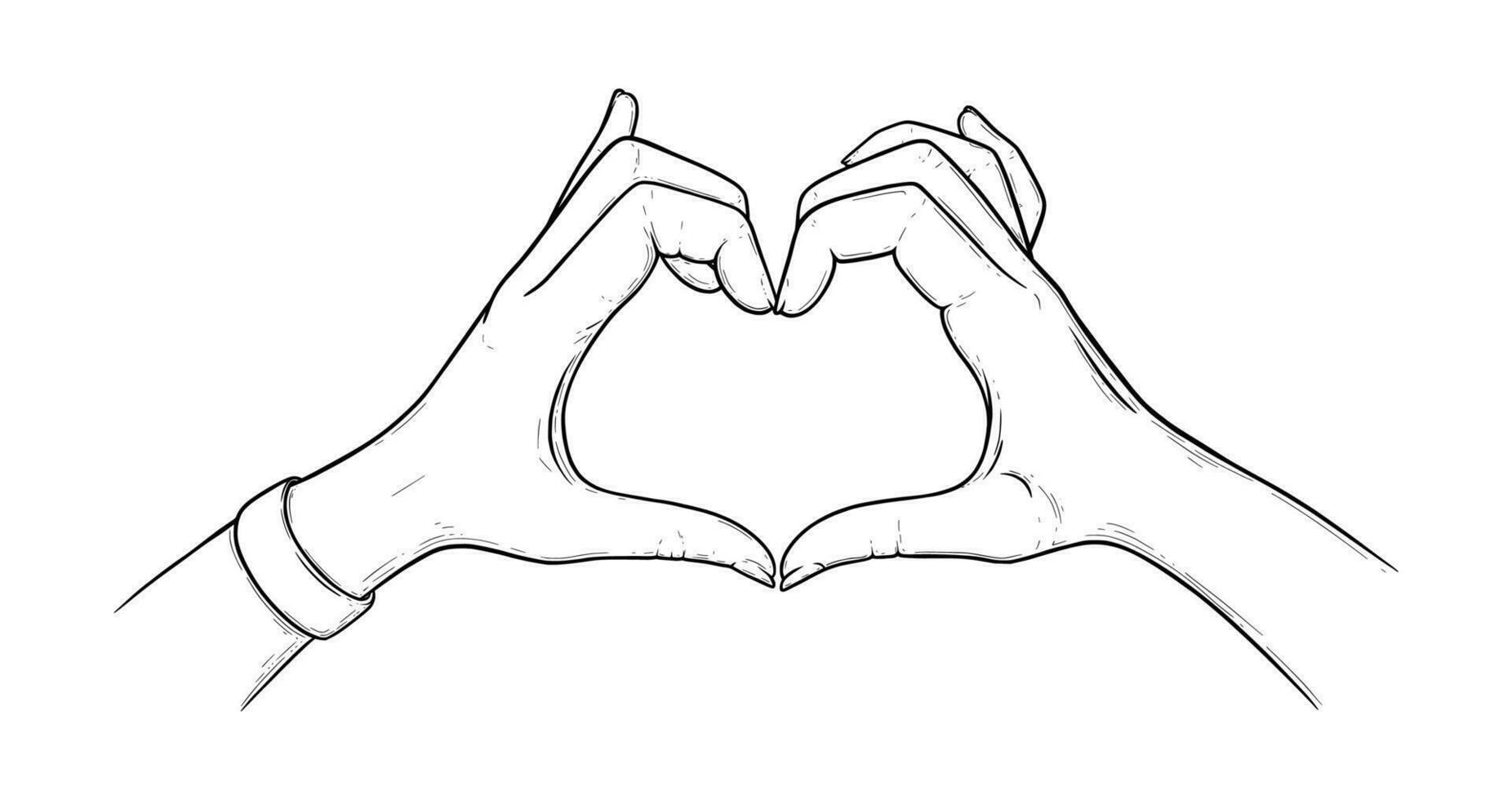 liefde teken met twee handen. hand- gebaar van romance en zorg geïsoleerd in wit achtergrond. vector illustratie