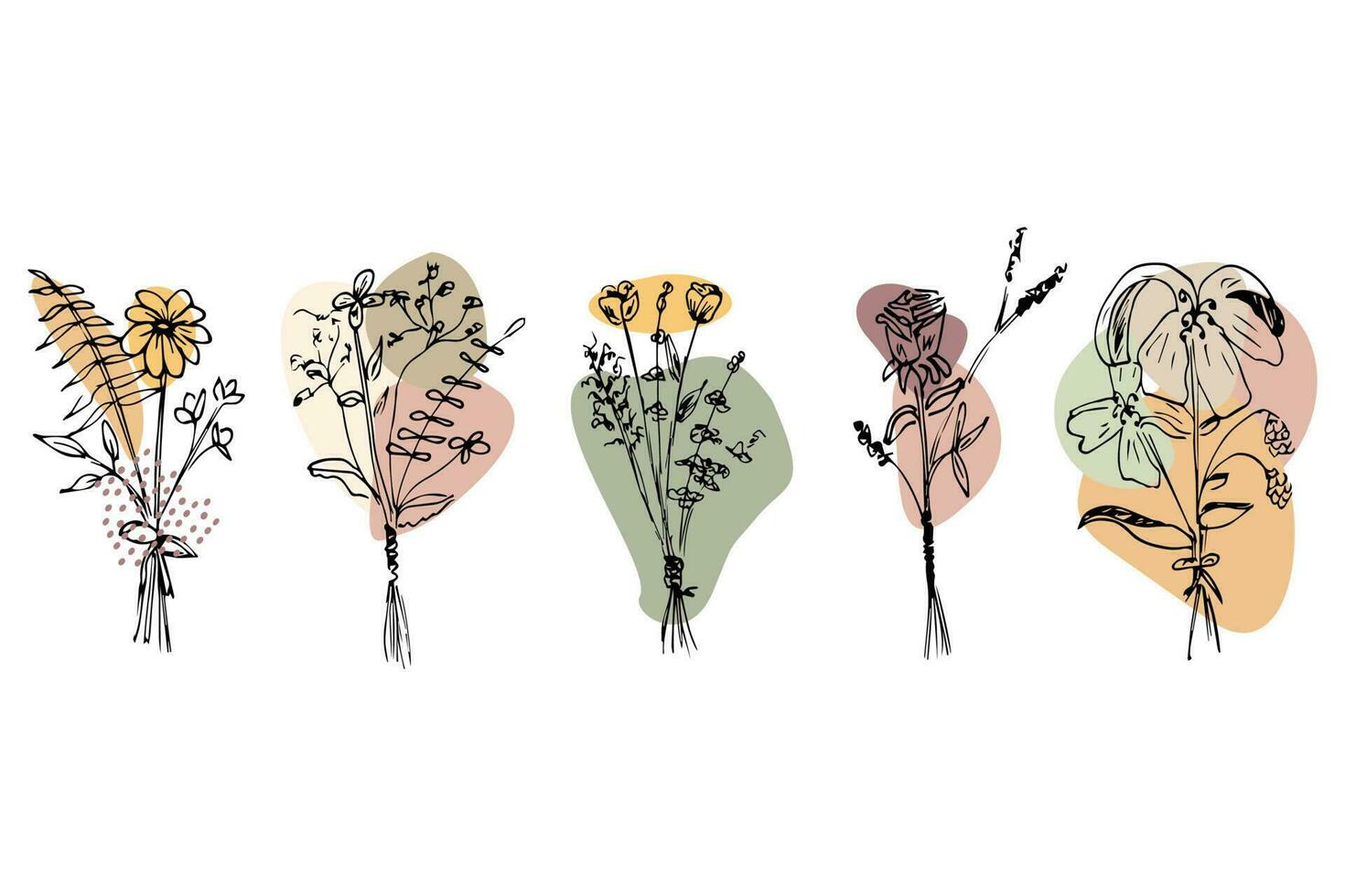 een reeks met de beeld van boeketten van bloemen gemarkeerd Aan een wit achtergrond. vector