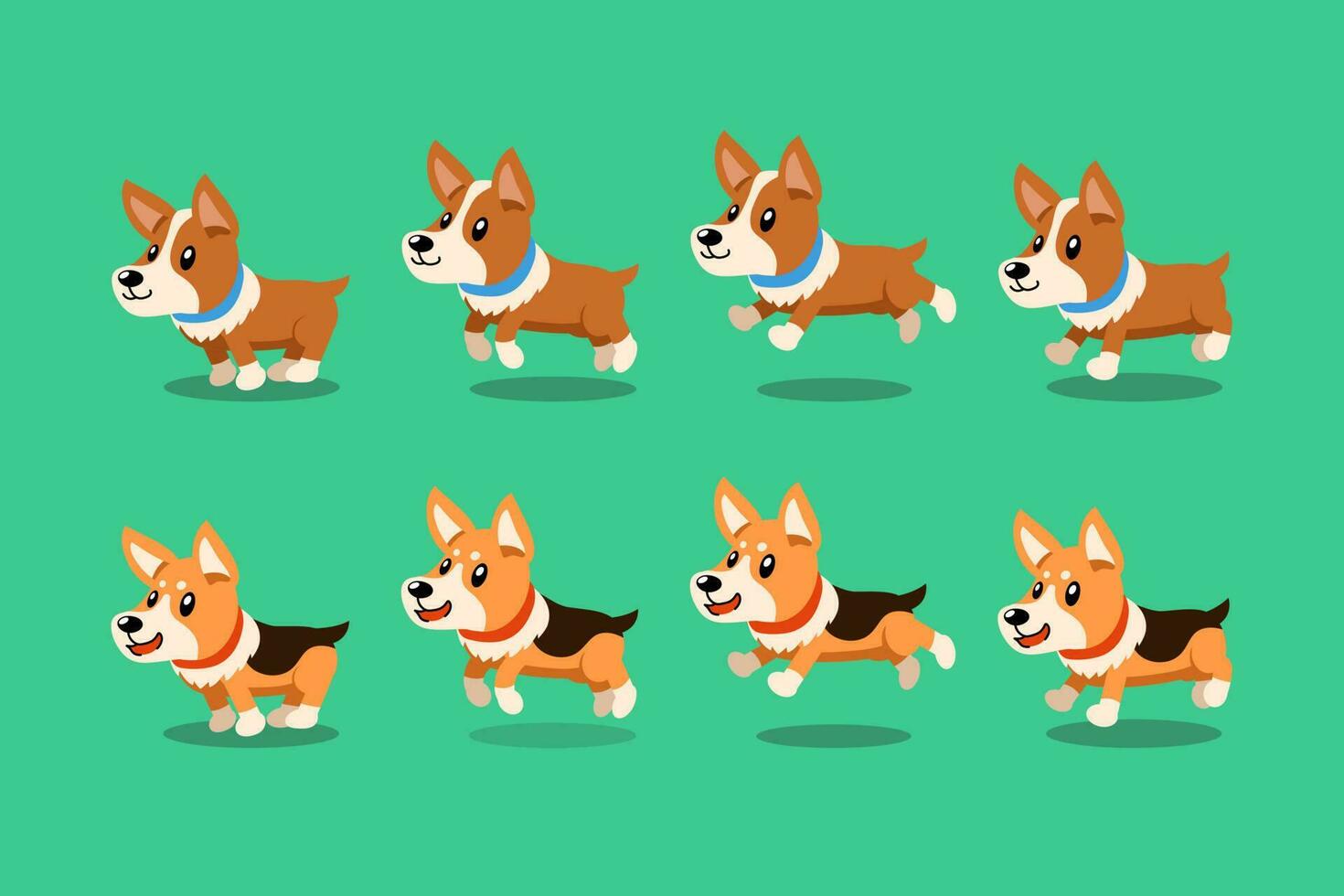 vector tekenfilm karakter corgi hond rennen stap