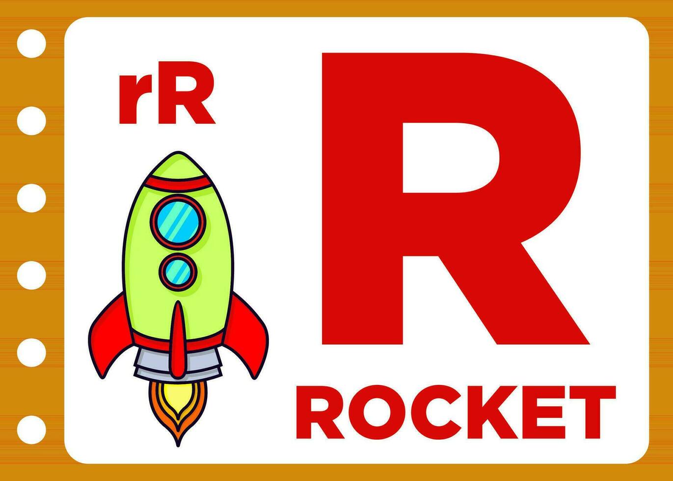 brief r is voor raket. tekenfilm raket vrij vector