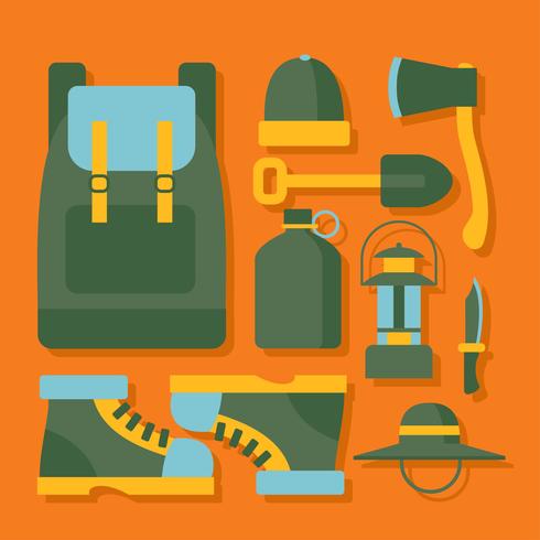 Camping Supplies Knolling hoek Vector