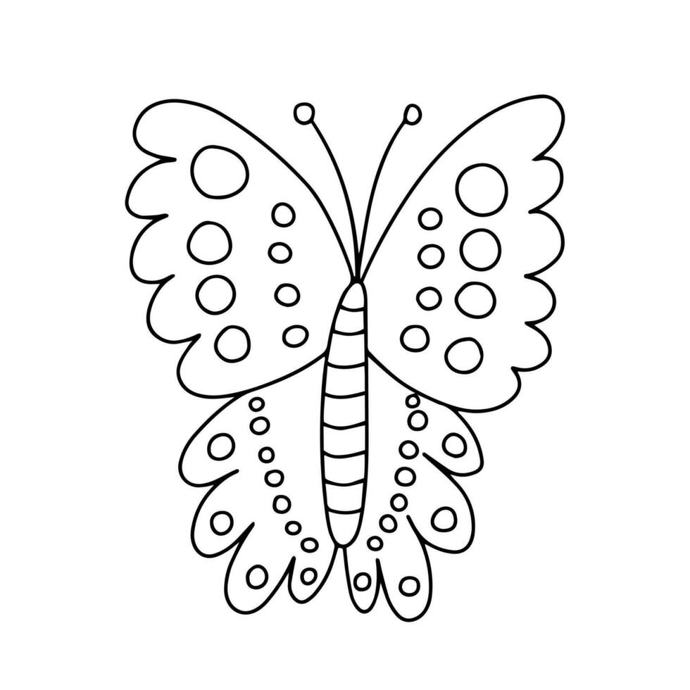 vector kool vlinder kleur bladzijde. hand- getrokken vlinder schetsen Aan wit achtergrond