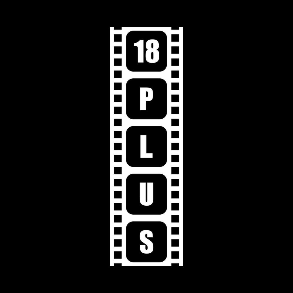 teken van volwassen enkel en alleen voor achttien plus, 18 plus en twintig een plus of 21 plus in de filmstrip. leeftijd beoordeling film icoon symbool voor film poster, appjes, website of grafisch ontwerp element. vector