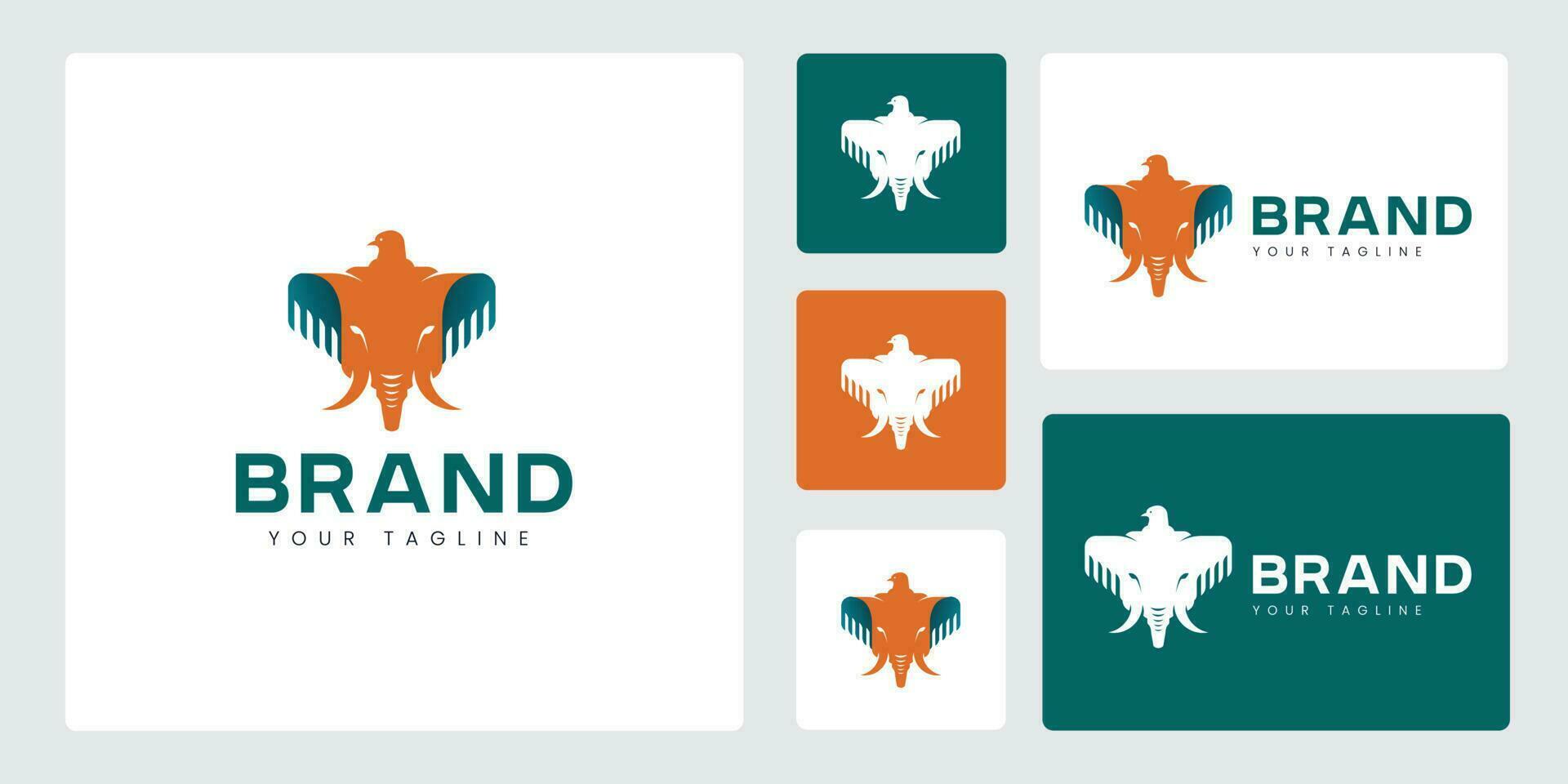 reeks abstract logo de concept van een combinatie van een adelaar en een olifant, uniek en schattig. vector