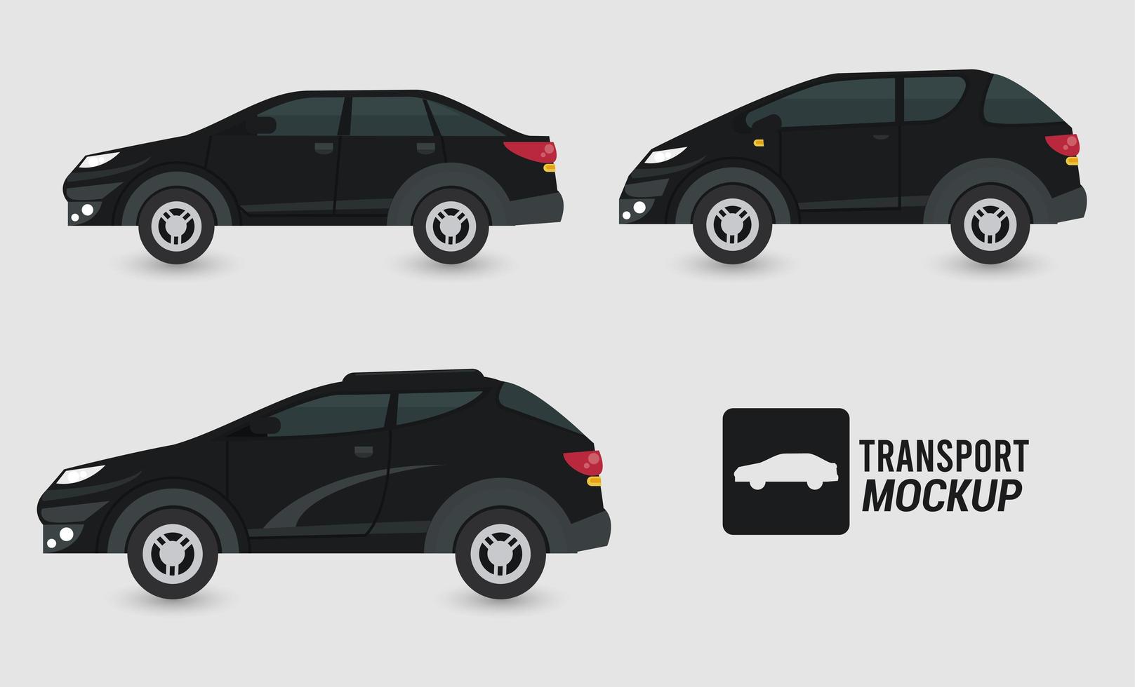 mockup auto's kleur zwart geïsoleerde pictogrammen vector