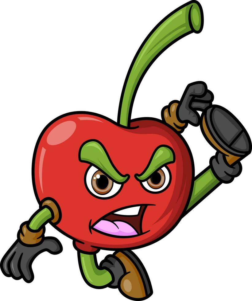 kers fruit tekenfilm karakter mascotte ontwerp vector