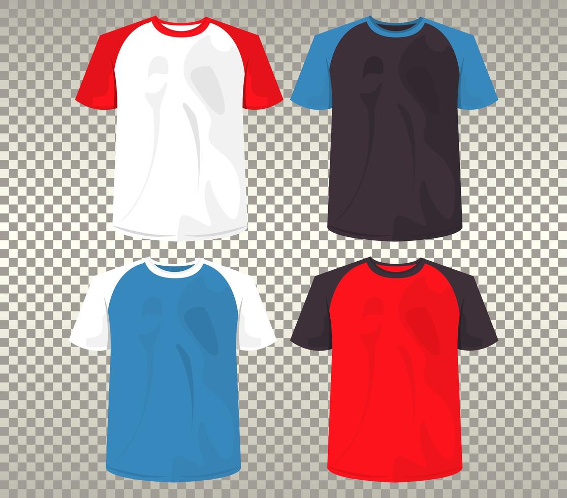 vier mockup-shirts in kleuren vector