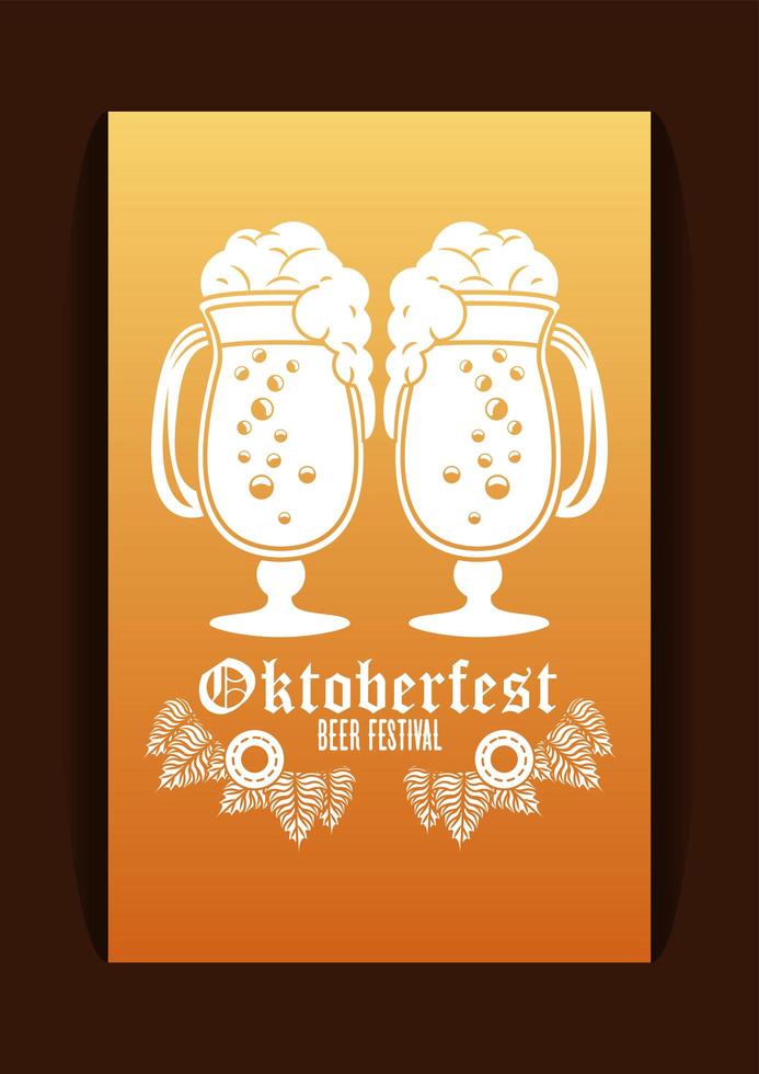 oktoberfest viering festival poster met bierbekers vector