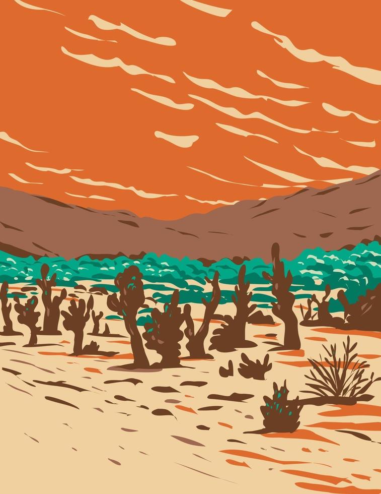 turkije flats zandduinen gelegen in Joshua Tree National Park in Californië wpa poster art vector