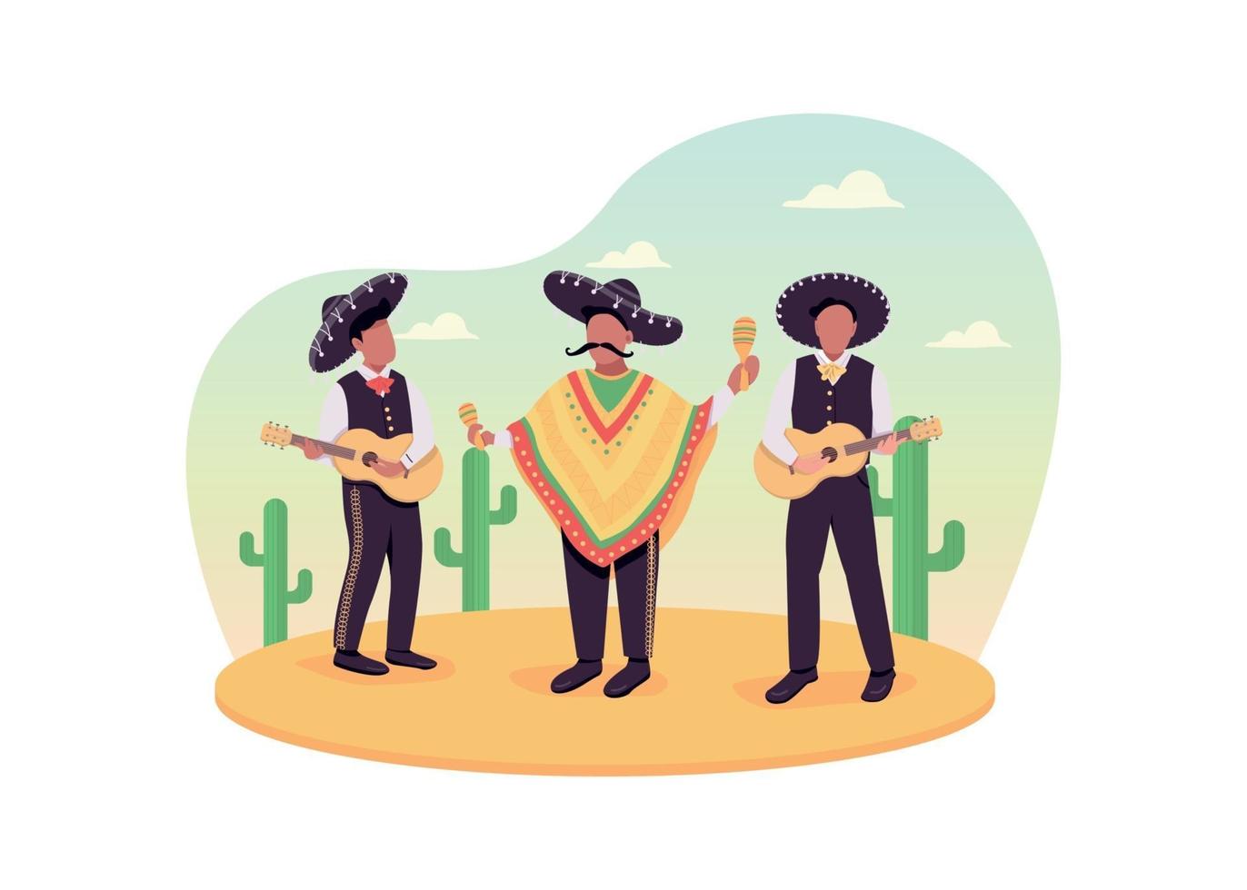 Mexicaanse muzikanten 2d vector webbanner