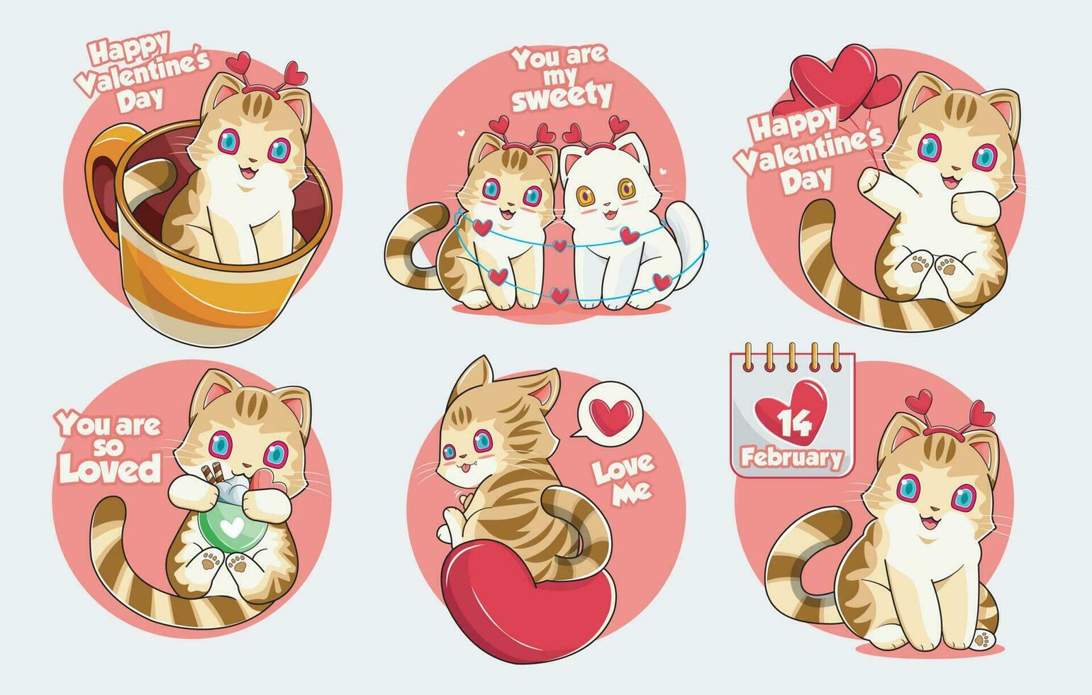 reeks van schattig kat Valentijn vector illustratie 01 pro downloaden