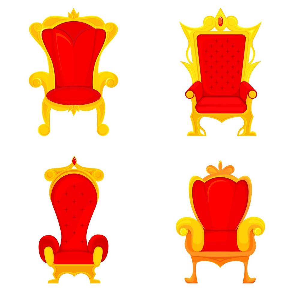 set van koninklijke tronen in cartoon-stijl vector