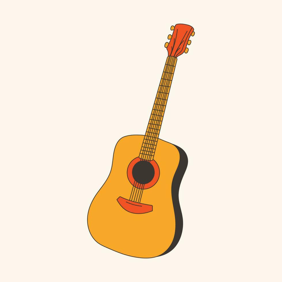 retro akoestisch gitaar geïsoleerd Aan wit achtergrond. vector illustratie