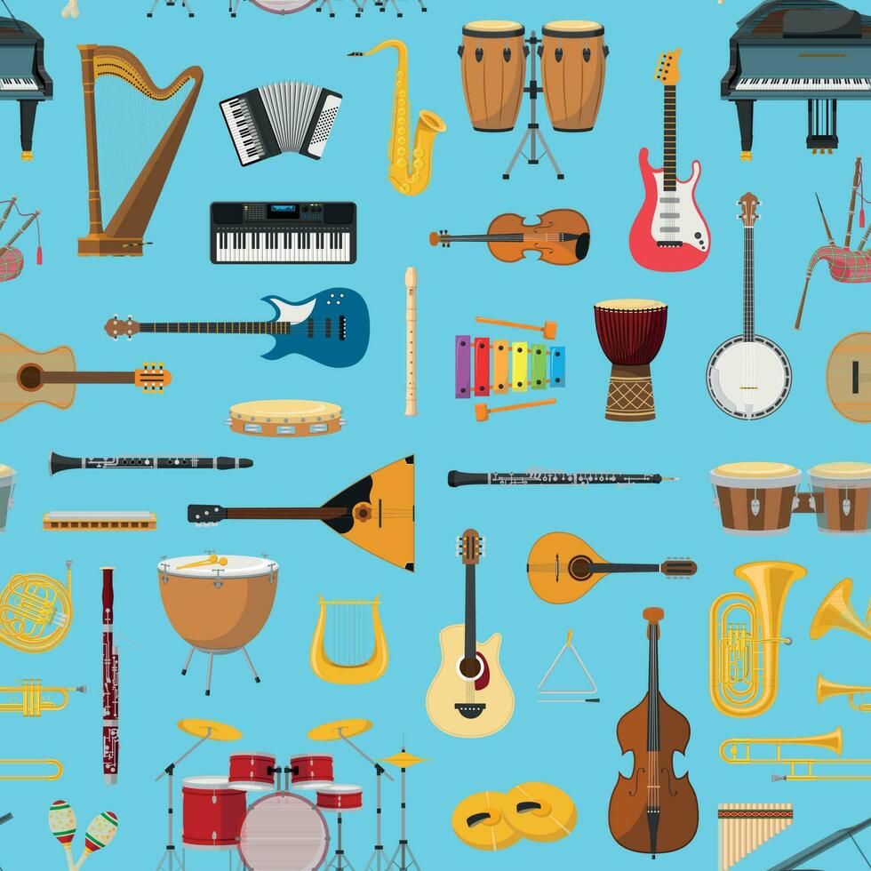 musical instrumentaal naadloos patroon achtergrond. vector illustracion