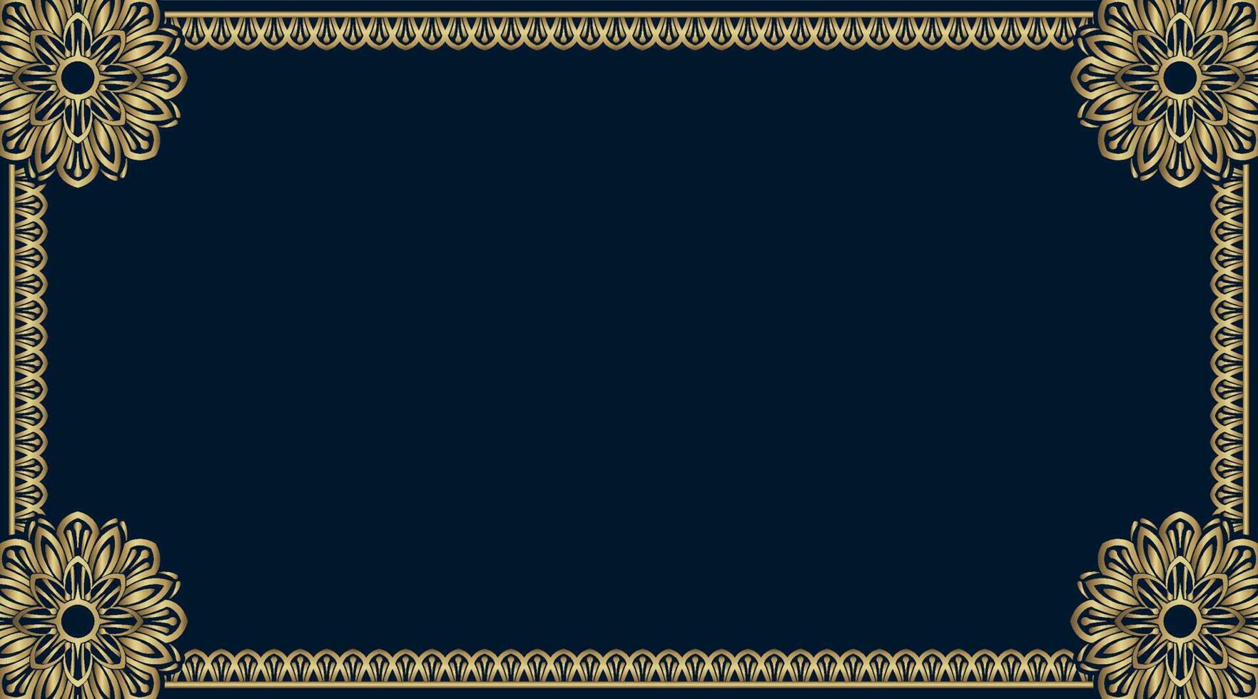 blauw achtergrond met gouden mandala kader vector