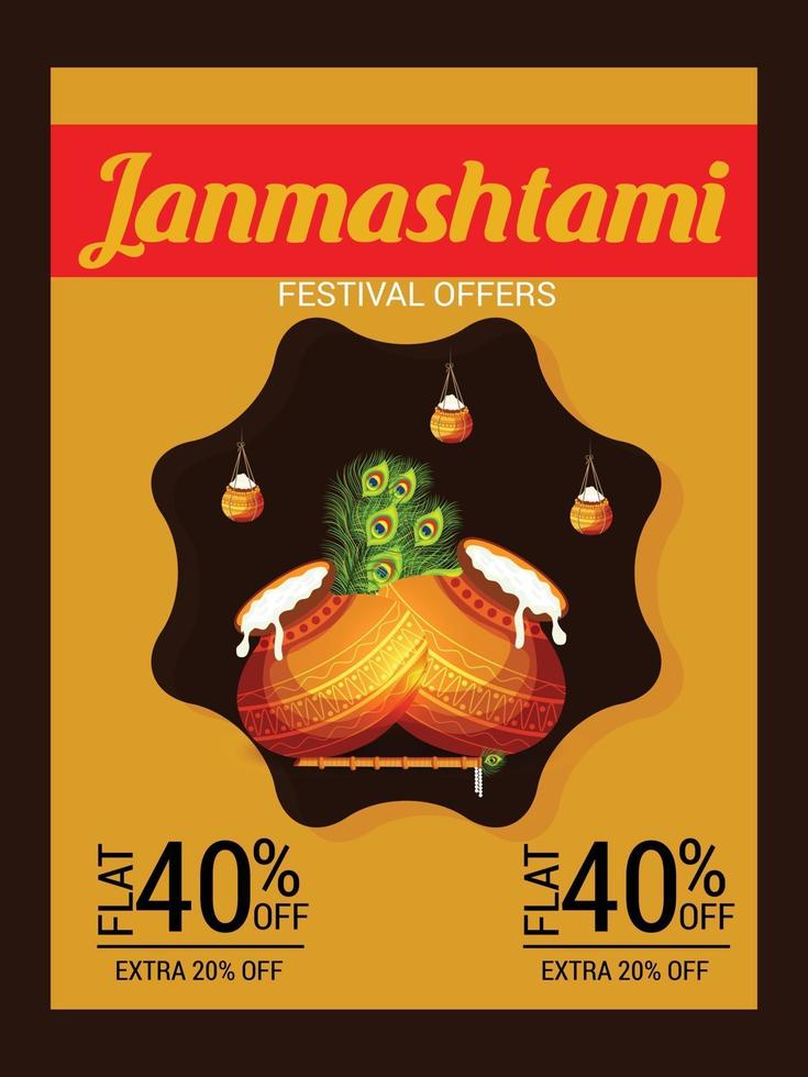 vectorillustratie van een achtergrond voor Indisch festival van gelukkige janmashtami vector