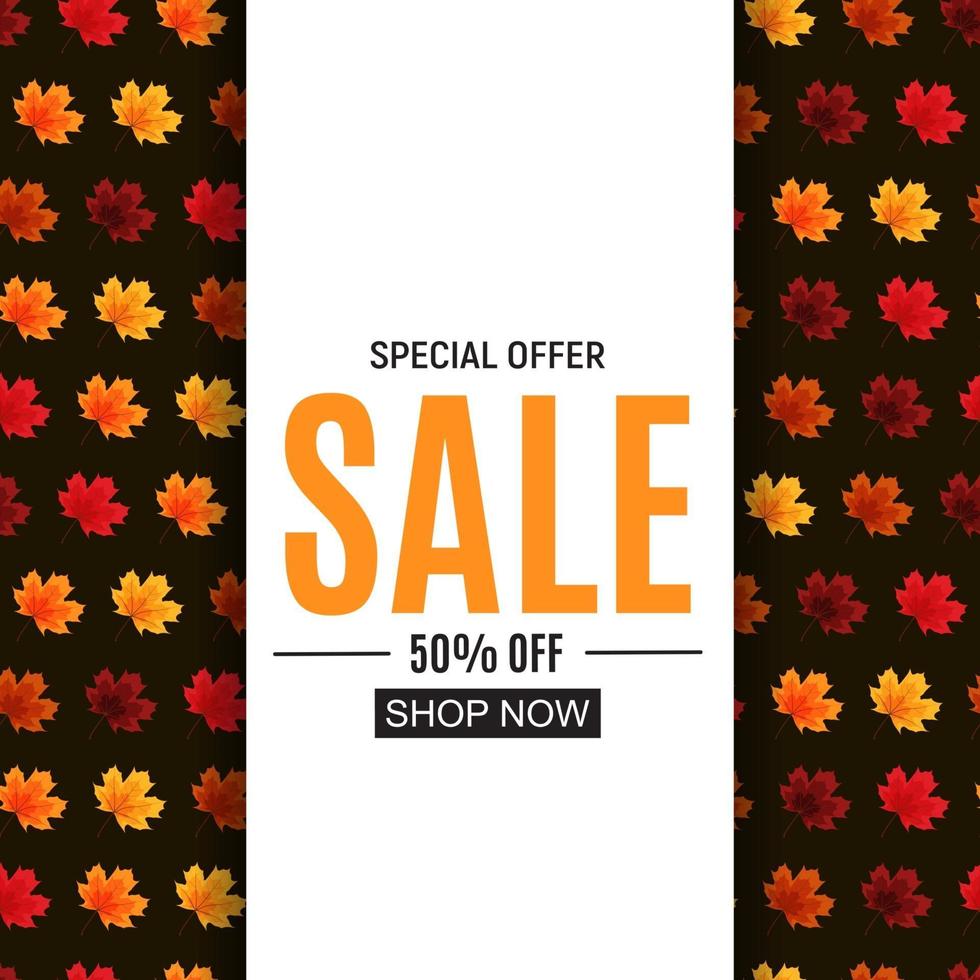 glanzende herfstbladeren verkoop banner zakelijke kortingskaart vector