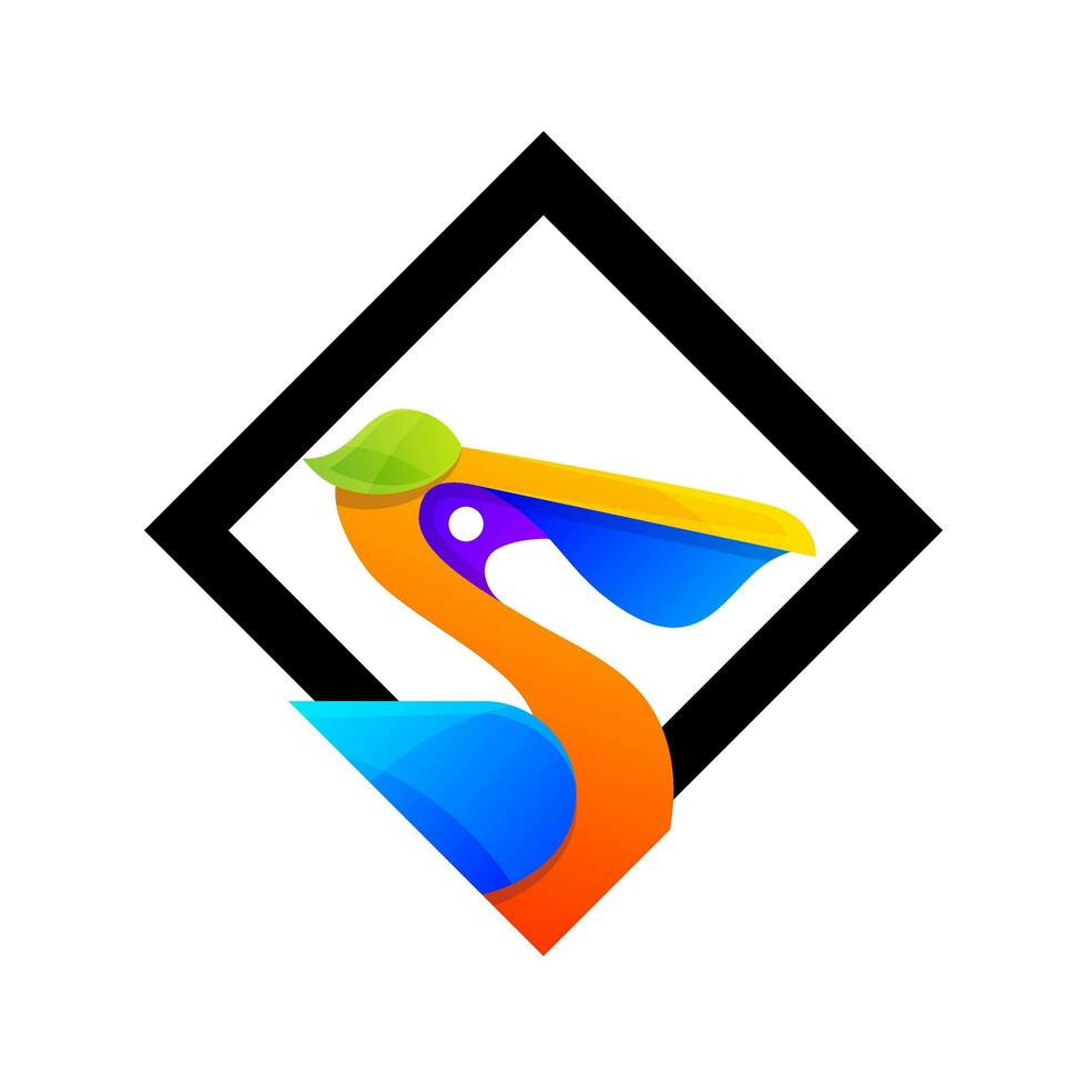 pelikaan helling icoon logo ontwerp vector