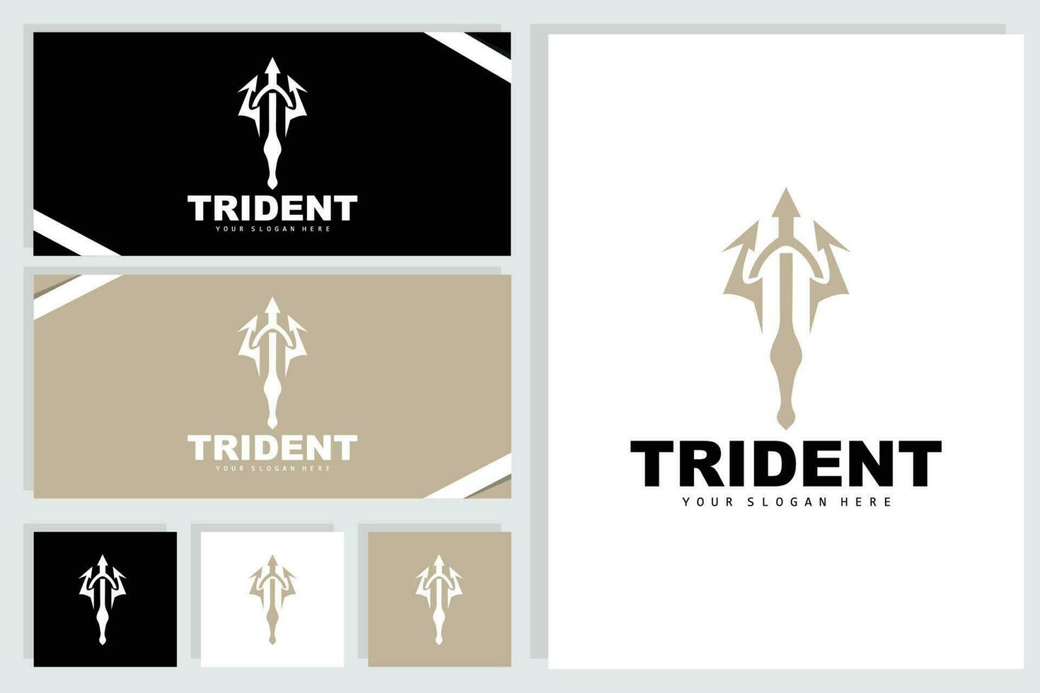 drietand logo, vector magie speer van Poseidon Neptunus, triton koning ontwerp, sjabloon icoon merk illustratie