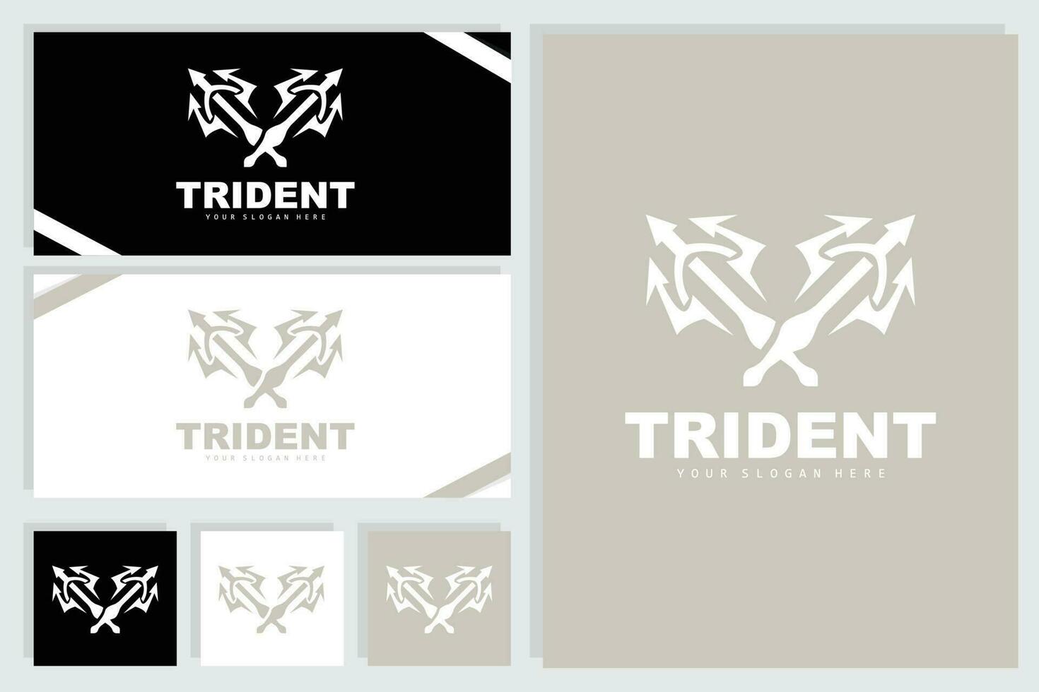 drietand logo, vector magie speer van Poseidon Neptunus, triton koning ontwerp, sjabloon icoon merk illustratie