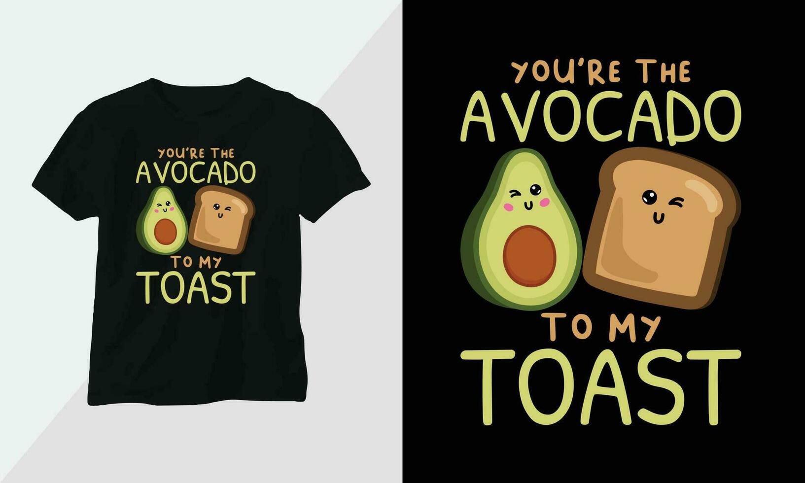 grappig avocado t-shirt ontwerp concept kleding ontwerp tekenfilm typografie vector