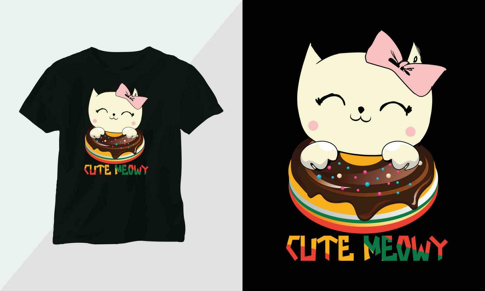schattig miauw - kat t-shirt en kleding ontwerp. vector afdrukken, typografie, poster, embleem, festival