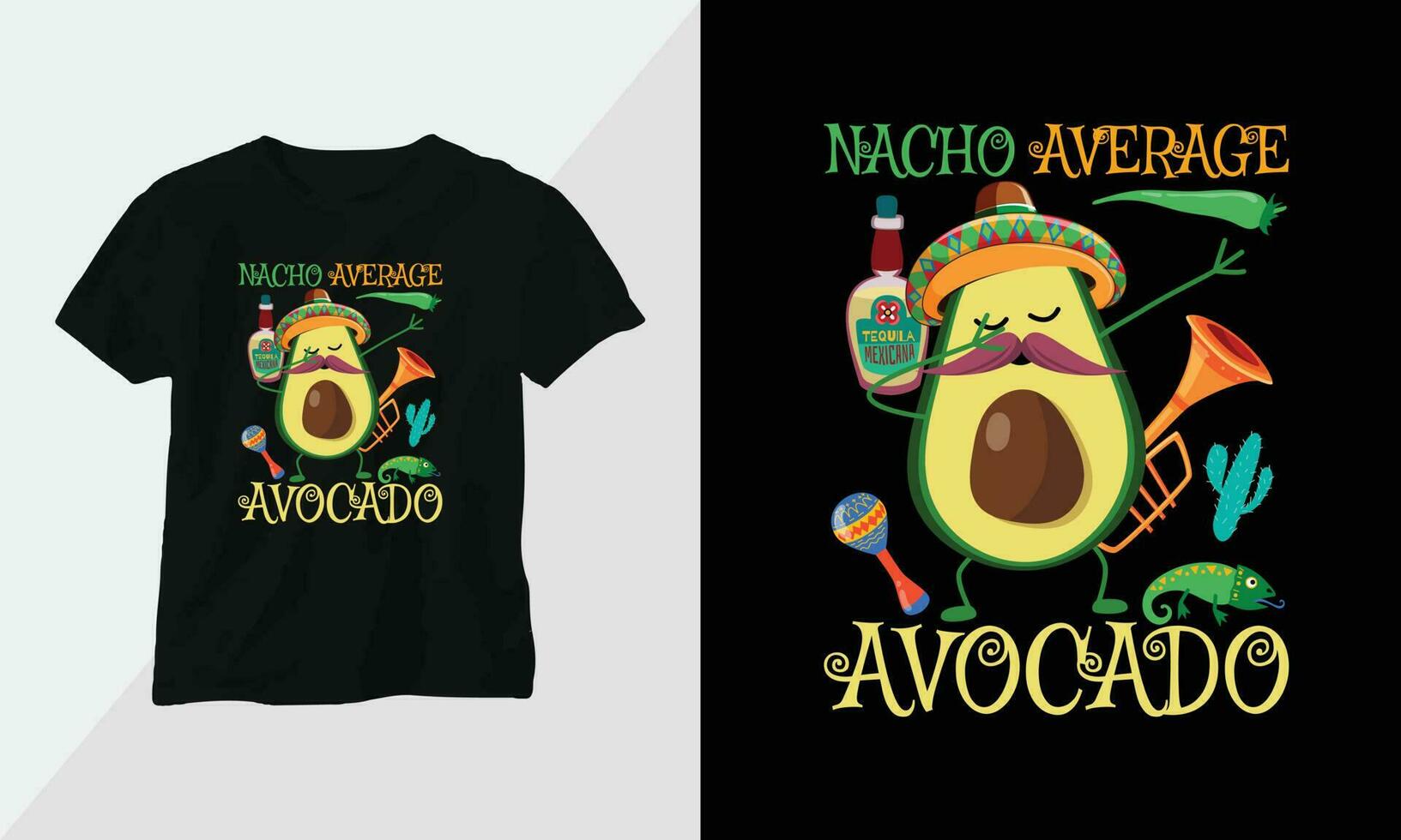 grappig avocado t-shirt ontwerp concept kleding ontwerp tekenfilm typografie vector