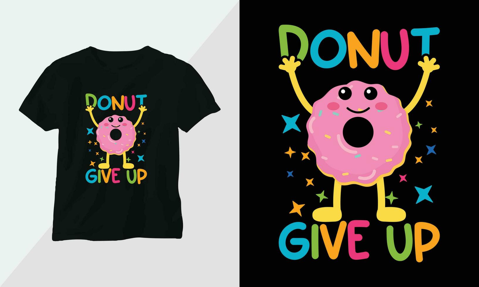 donut geven omhoog - donut t-shirt en kleding ontwerp. vector afdrukken, typografie, poster, embleem, festival, tekenfilm