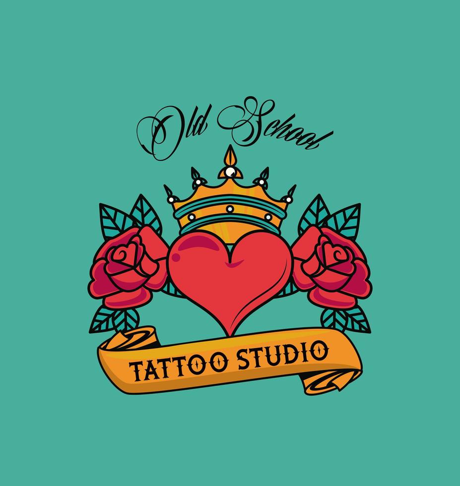 hart liefde tattoo studio afbeelding vector