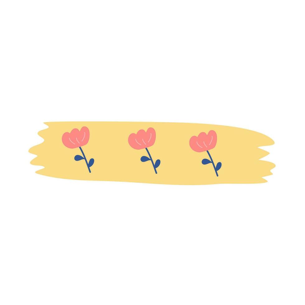 washi-tape met bloemen vector