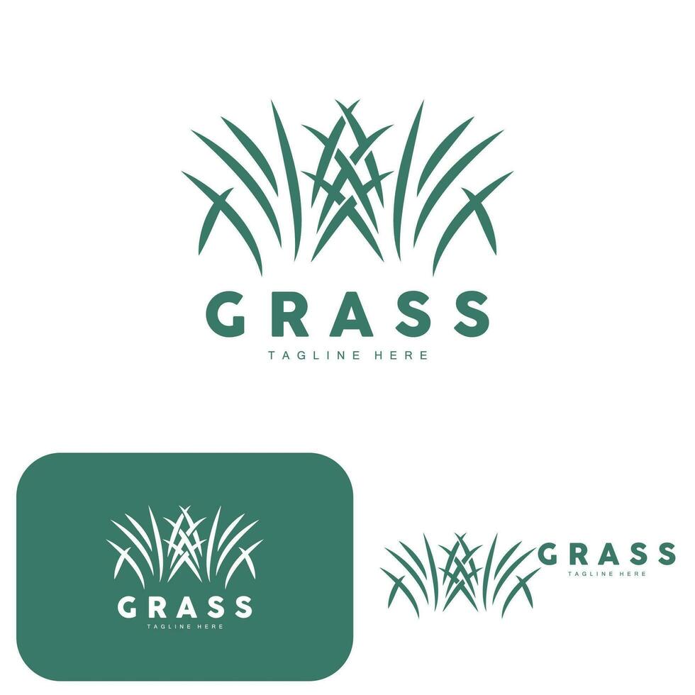 groen gras logo ontwerp, boerderij landschap illustratie, natuurlijk landschap vector